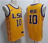 Men's LSU Tigers #10 Angel Reese Yellow Stitched Jersey,baseball caps,new era cap wholesale,wholesale hats